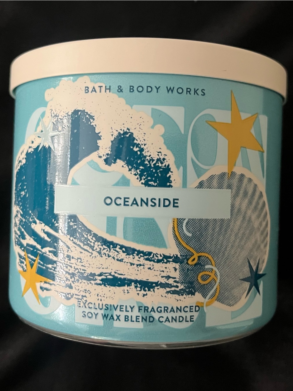 Bath & Body Works Oceanside Candle - Turquoise & White